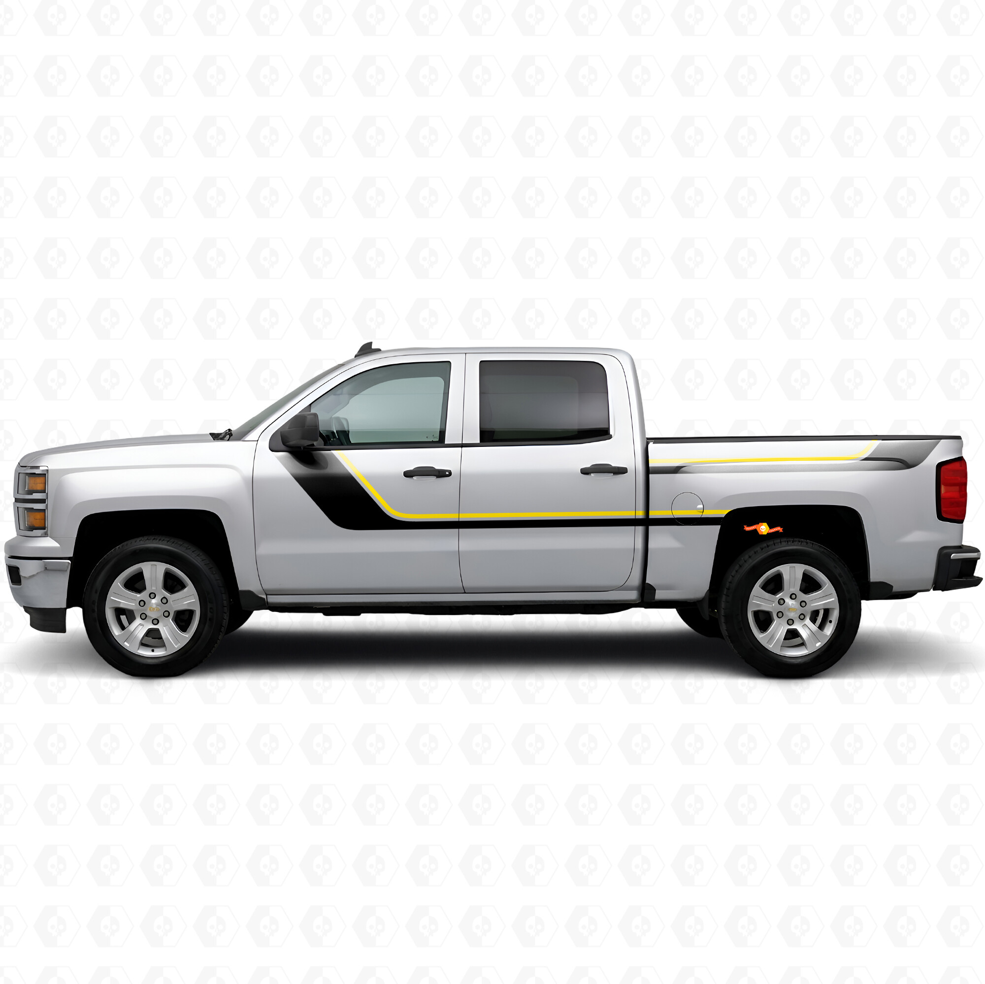 Sleek Bovenste Accent Deur- & Zijwanden Vinyl Strepen voor Chevrolet Silverado 1500 K2XX 2014-2019