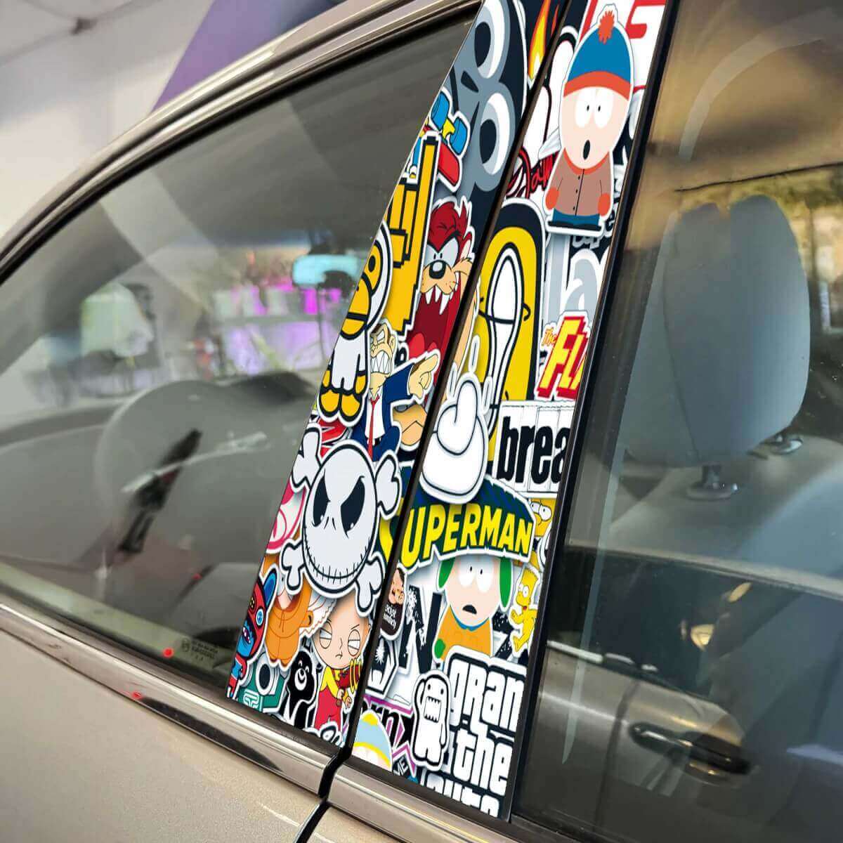 Sticker Bomb B-pijler Deur Vinyl Decal Wrap voor Auto's