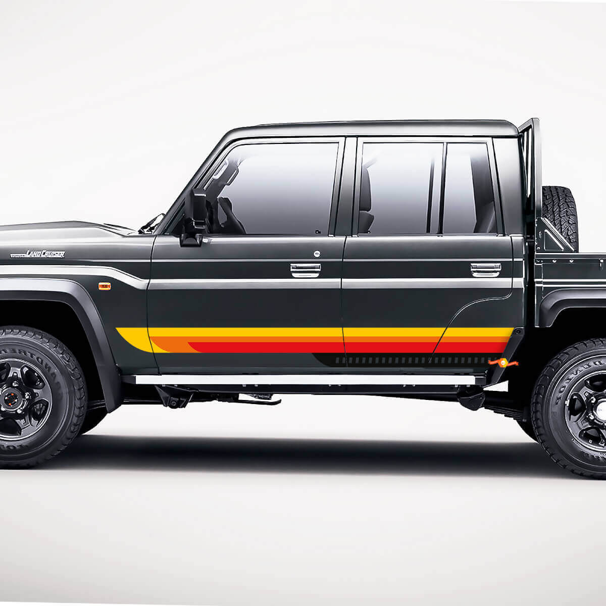 Geometrische Gradient Retro Deur Zijstripes Decal Kit stickers Voor Toyota