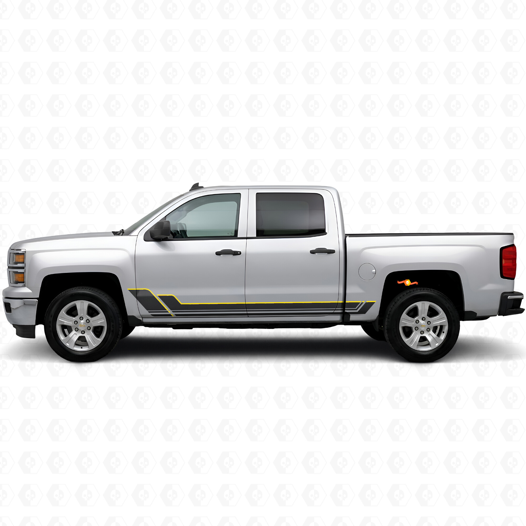 Angular Outline Deur- & Rocker Panel Vinyl Strepen voor Chevrolet Silverado 1500 K2XX 2014-2019