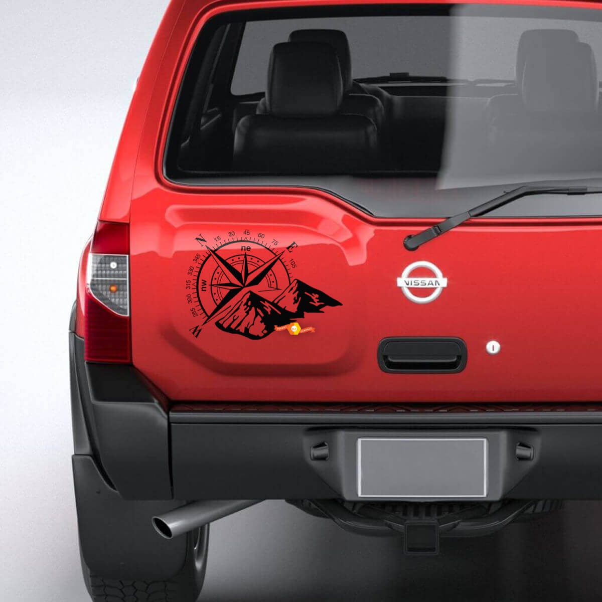 Mountain Compass Achterdeur Vinylsticker voor Nissan Xterra