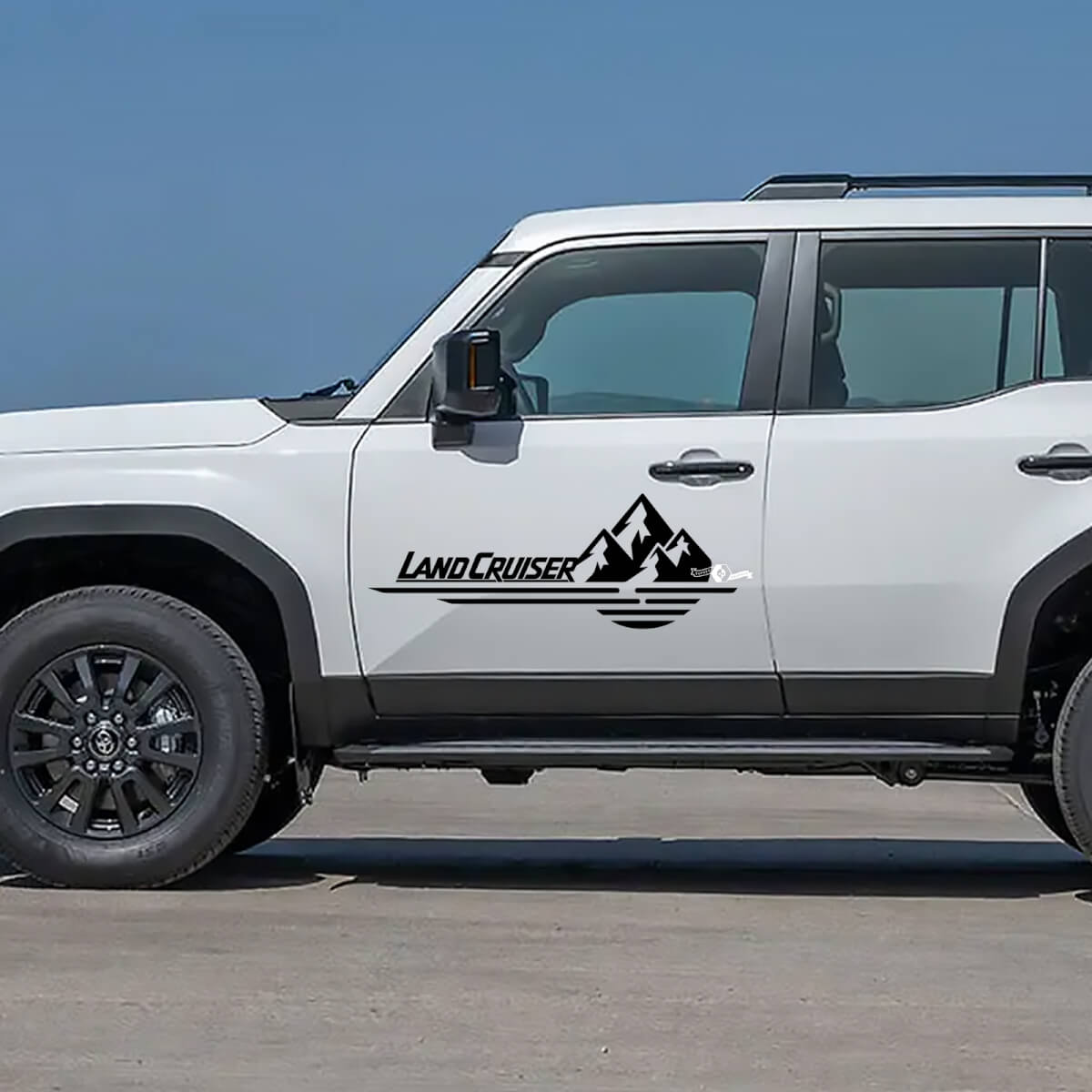 Toyota Land Cruiser natuur scène bergen deuren stickers Vinyl Stickers afbeelding
