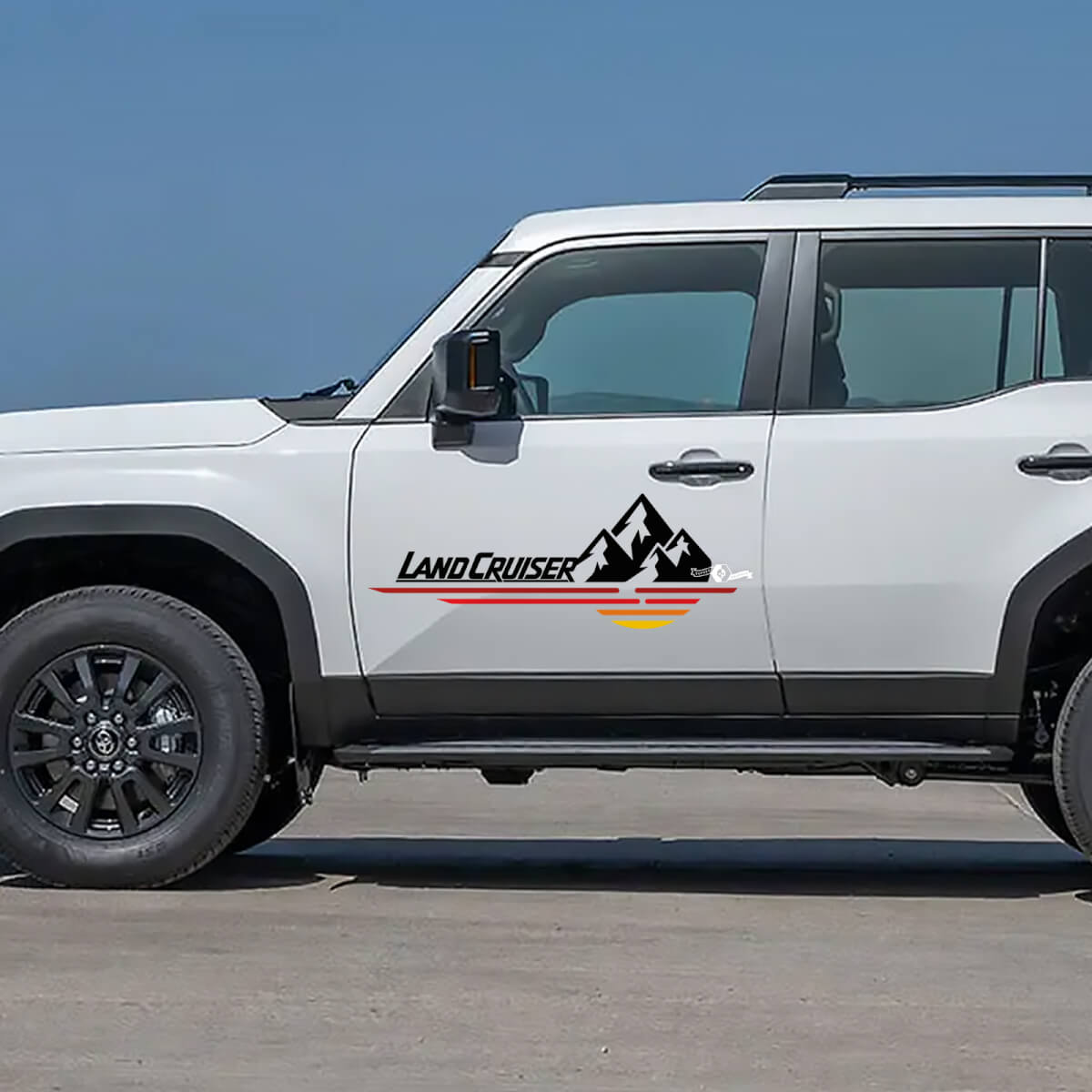 Toyota Land Cruiser natuur scène bergen deuren stickers Vinyl Stickers afbeelding 2
