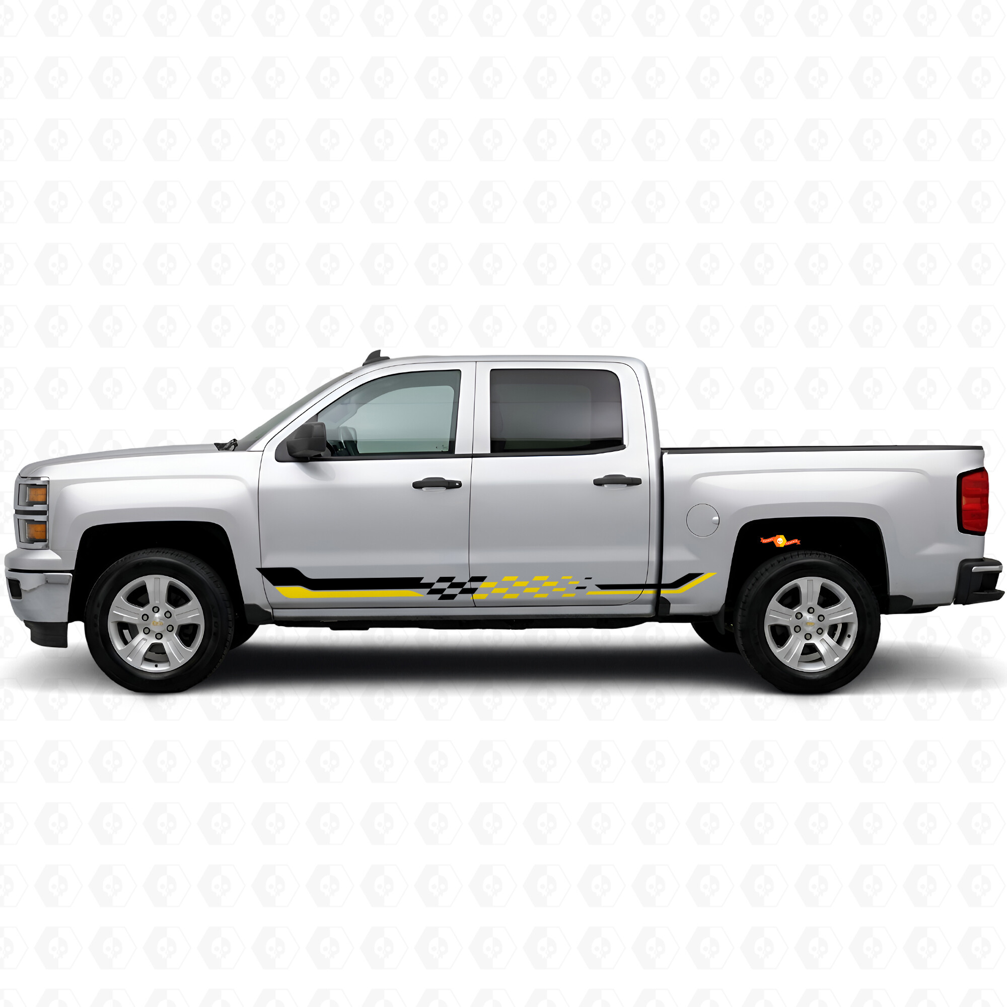 Geruite Racing Deur- en Rocker Panel Vinyl Strepen voor Chevrolet Silverado 1500 K2XX 2014-2019