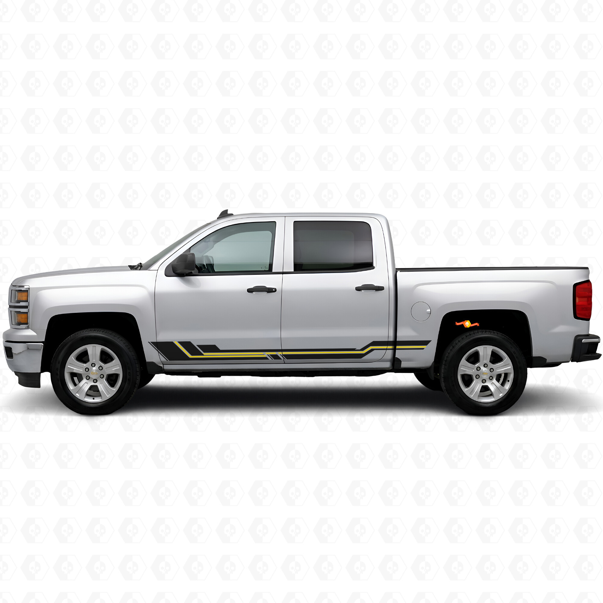 Parallel Accent Deur- & Rockerpanel Vinyl Strepen voor Chevrolet Silverado 1500 K2XX 2014-2019