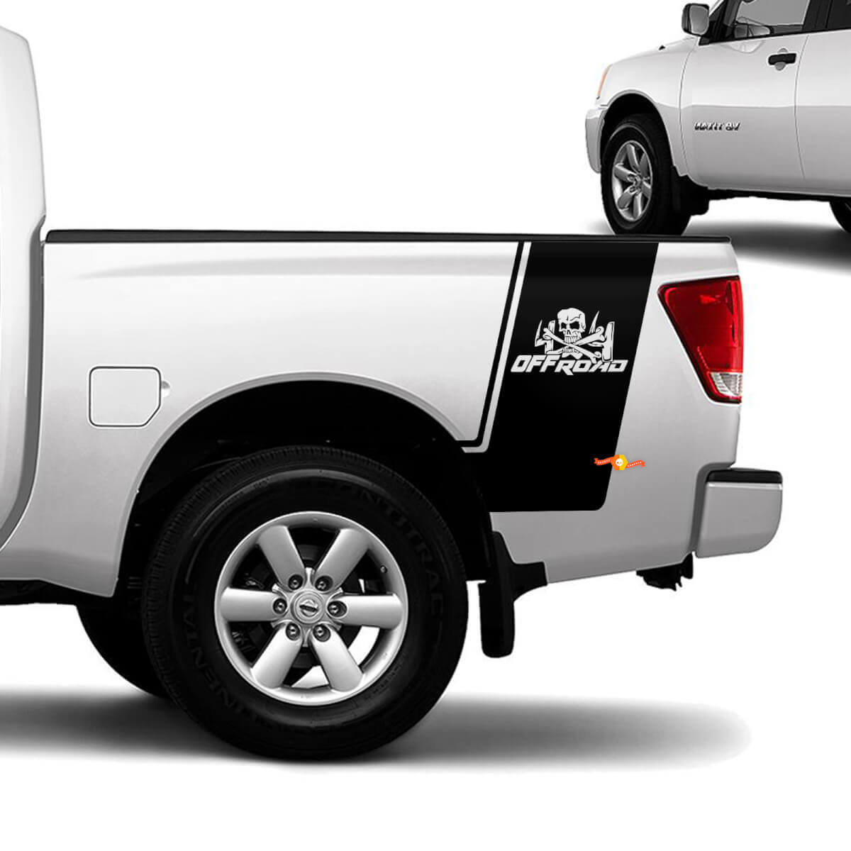 Nissan Titan nachtkastje off-road schedel strepen vinyl stickers stickers graphics
