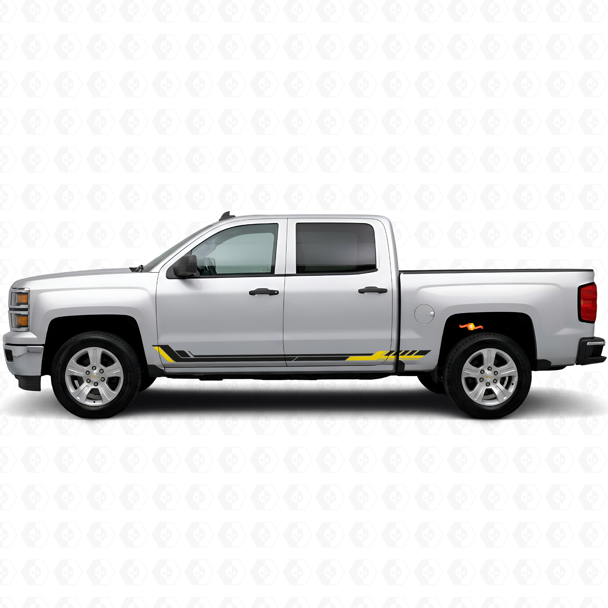 Racing Line Deur- en Zijklepspiegelfolie Strepen voor Chevrolet Silverado 1500 K2XX 2014-2019