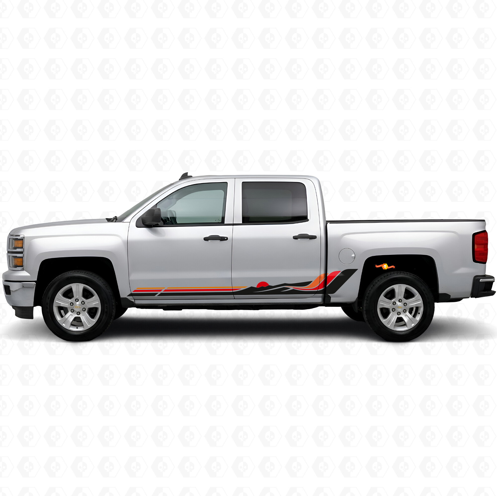 Retro Mountain Wave Deur- & Rockerpaneel Vinyl Strepen voor Chevrolet Silverado 1500 K2XX 2014-2019