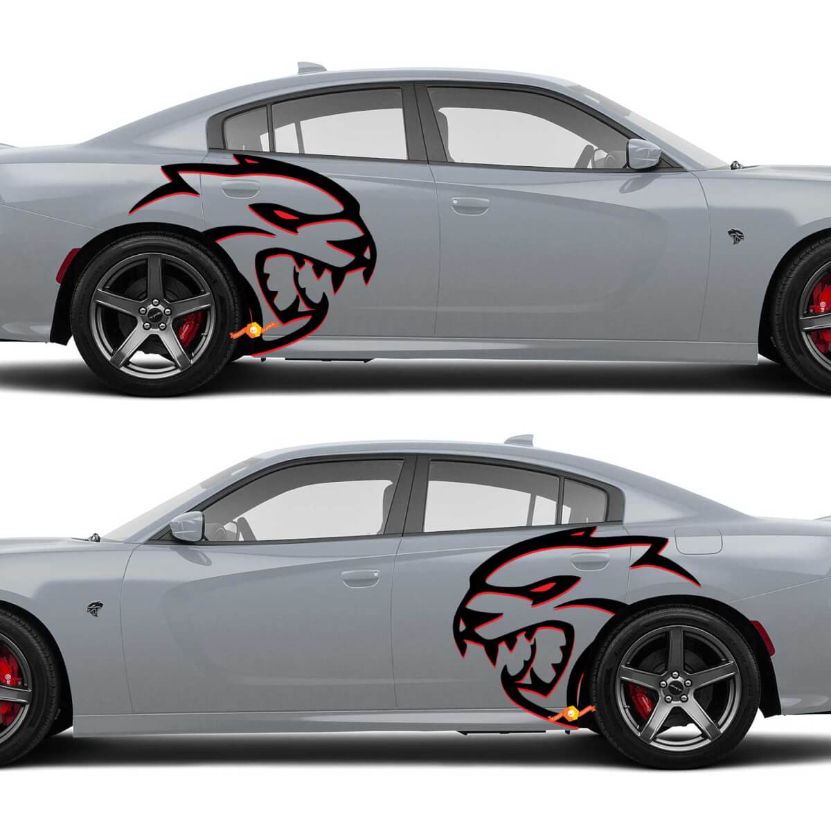 Enorme twee kleuren Hellcat Red Eye Side Decals Stickers voor Dodge Challenger Redeye of Charger Widebody

