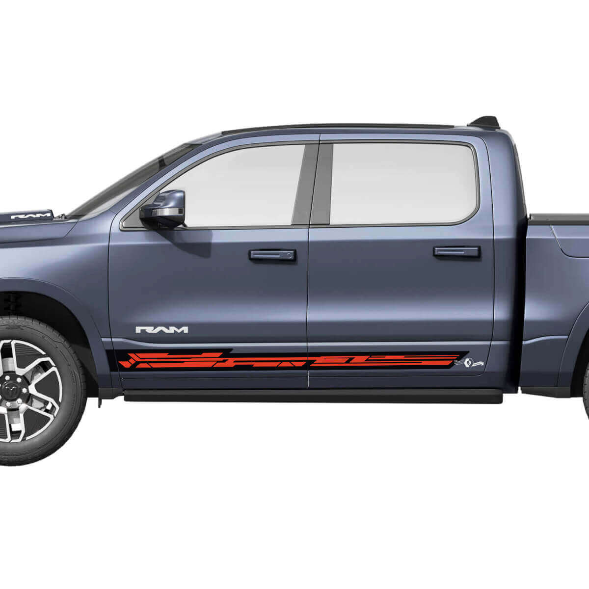 Geometrische zijdeuren dorpelstrips vinyl decals stickers graphics 2 voor Dodge Ram 1500 REV