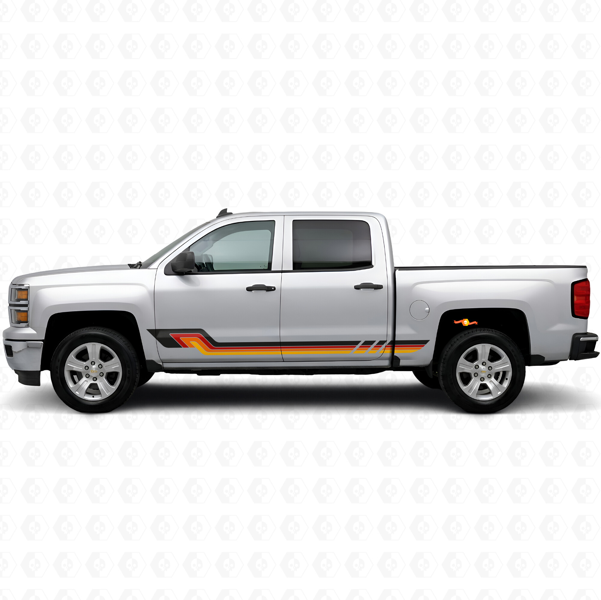 Retro Parallel Deur- & Sierlijst Vinyl Strepen voor Chevrolet Silverado 1500 K2XX 2014-2019