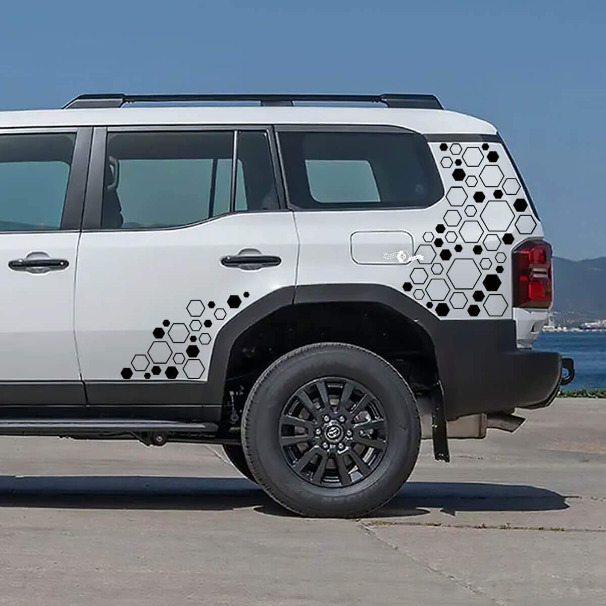 Honeycomb zij- en achterkwart vinylstickers voor Toyota Land Cruiser 2024