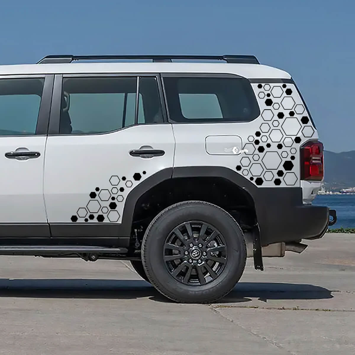 Toyota Land Cruiser zesknopen honingraat zijdeuren achter stickers vinyl stickers afbeelding
