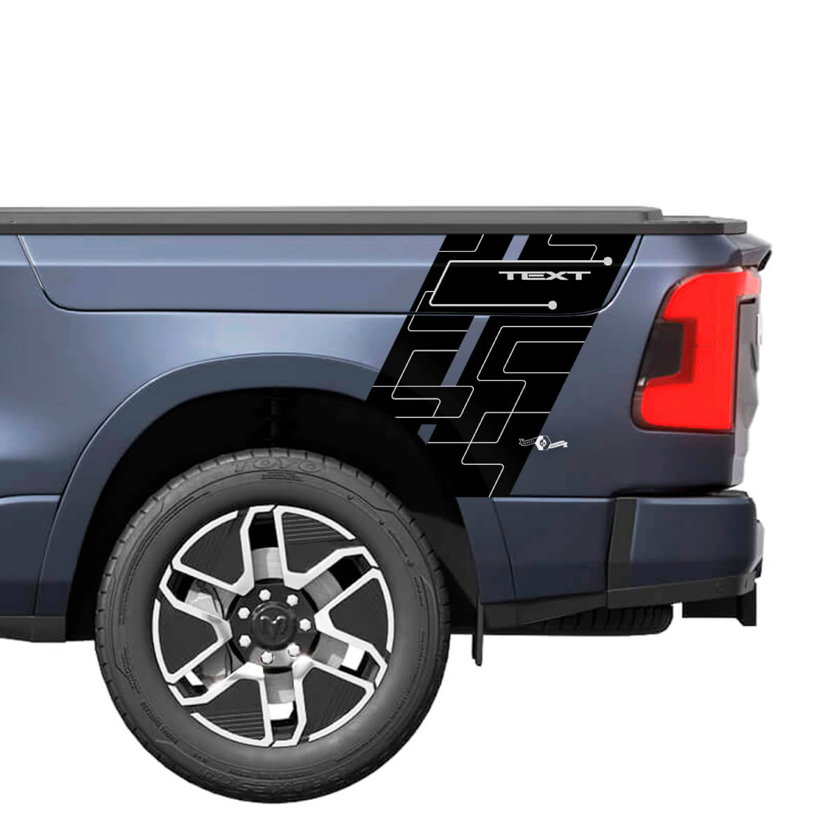 Geometrische stijl achter spatbordstrepen vinyl decalset voor Dodge Ram 1500 REV