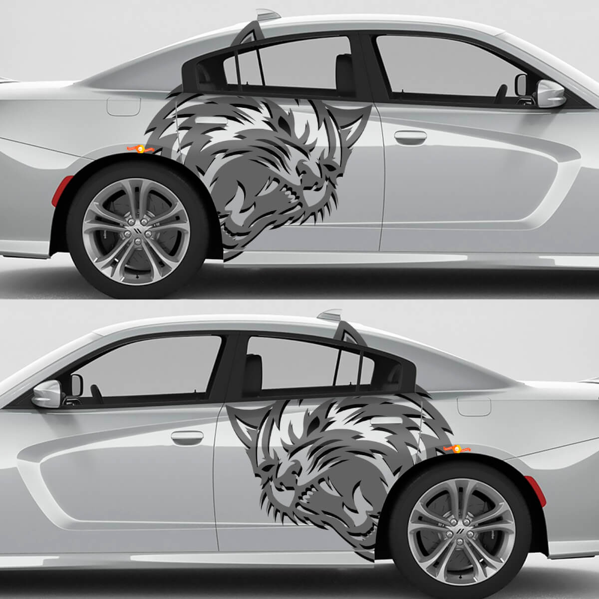 Wildcat stijl zijvinylstickers set voor Dodge Challenger of Charger
