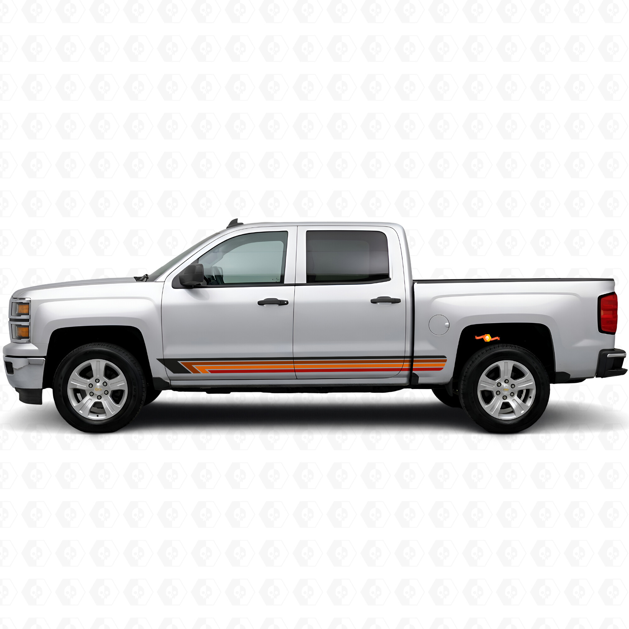 Vintage Band Deur- en Rockerpaneel Vinyl Strepen voor Chevrolet Silverado 1500 K2XX 2014-2019