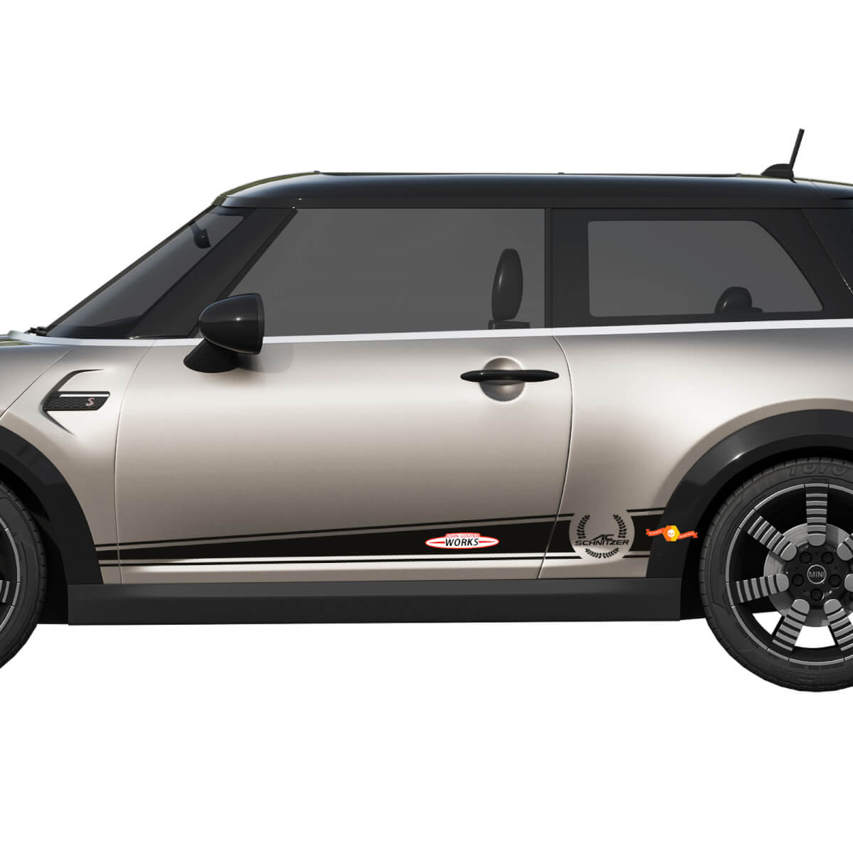 Mini Cooper S Checkered Stripe-sticker en grafische sticker

