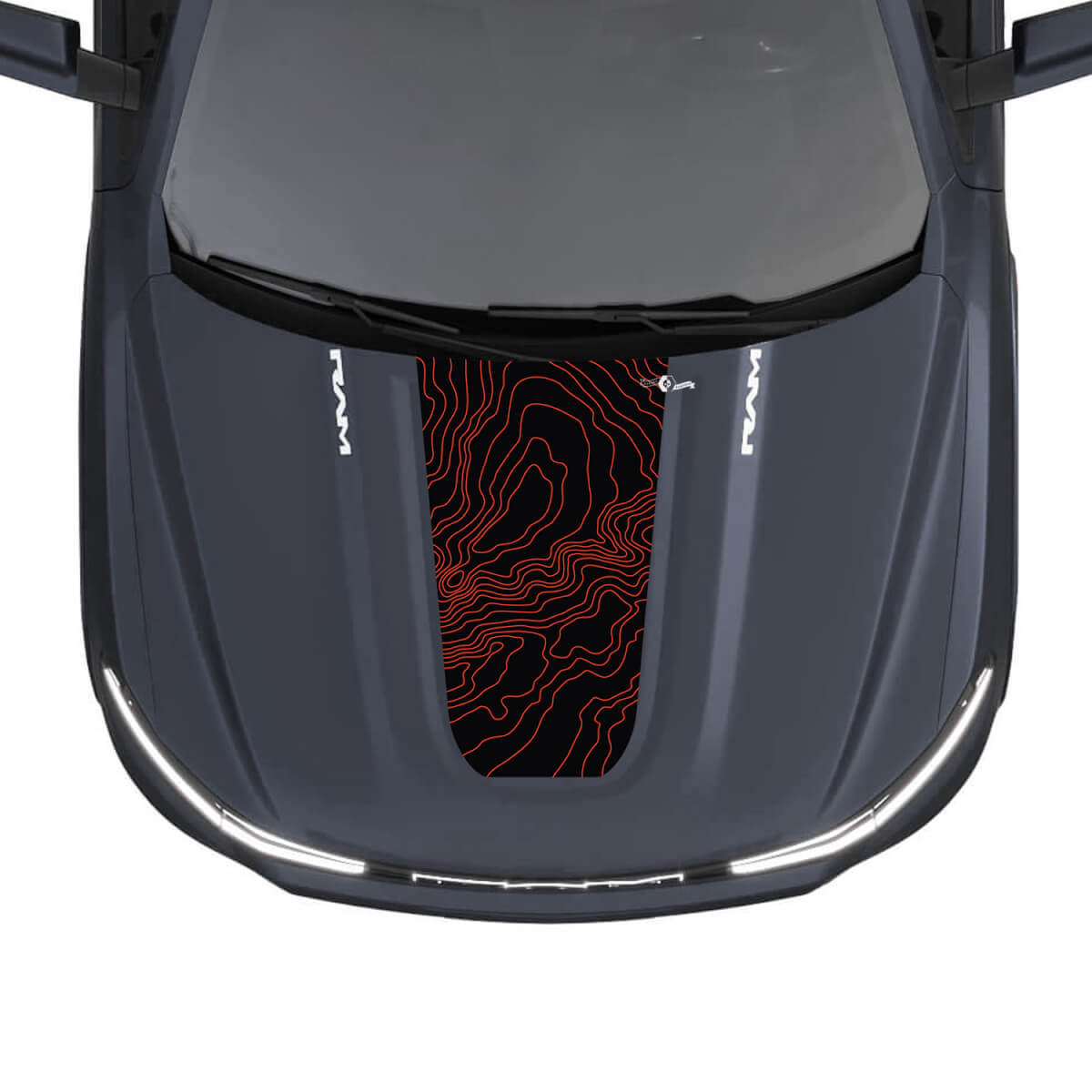 Hood Stripes Topografische kaart voor Dodge RAM 1500 REV Vinyl Decals Stickers Graphics
