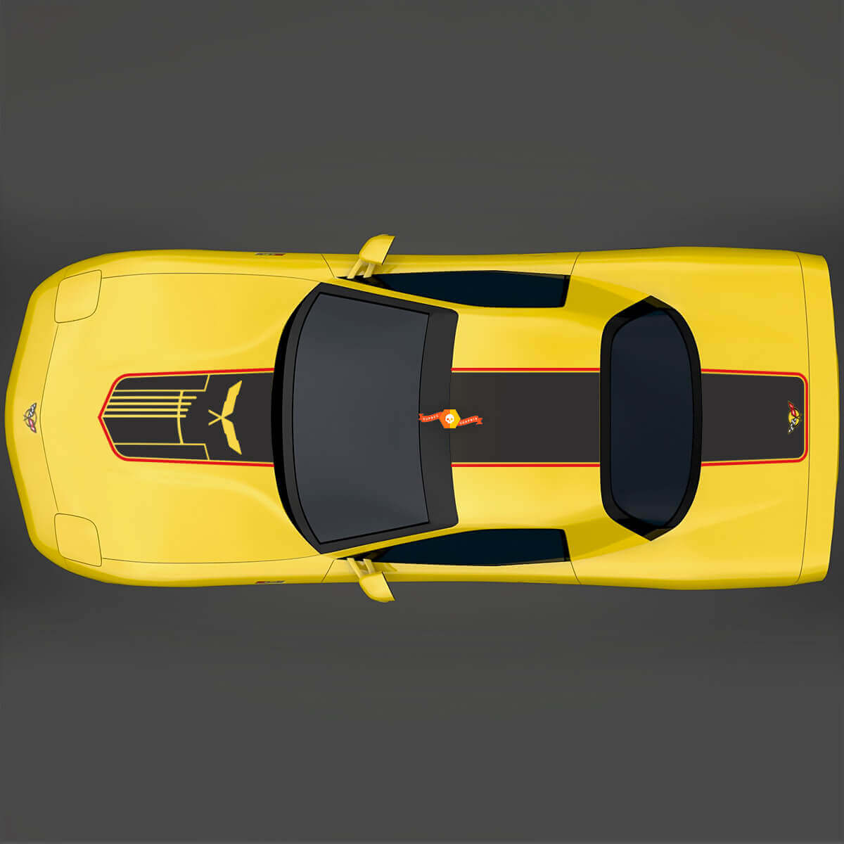  Jake Skull Stijl Motorkap Dak Kofferbak Strepen Vinyl Decal Kit voor Chevy Corvette C5