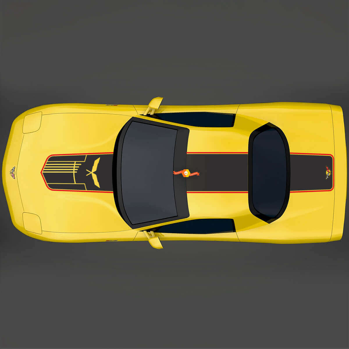  Jake Skull Stijl Motorkap Dak Kofferbak Strepen Vinyl Decal Kit voor Chevy Corvette C5