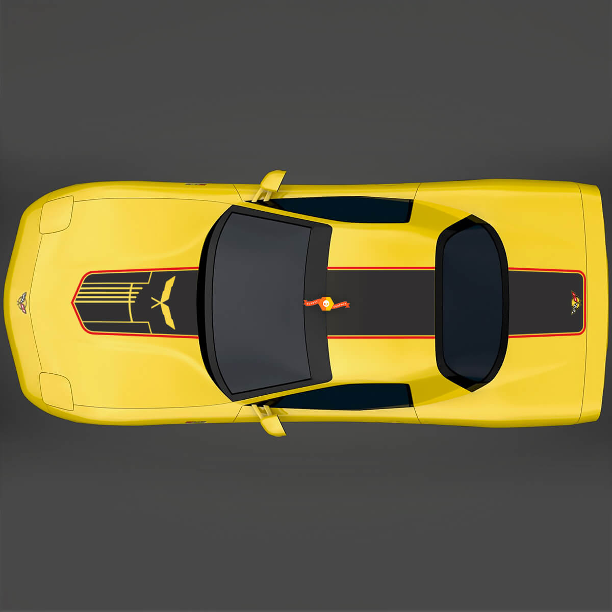 Chevy Corvette C5 Hood Decal Strepen Jake Skull
