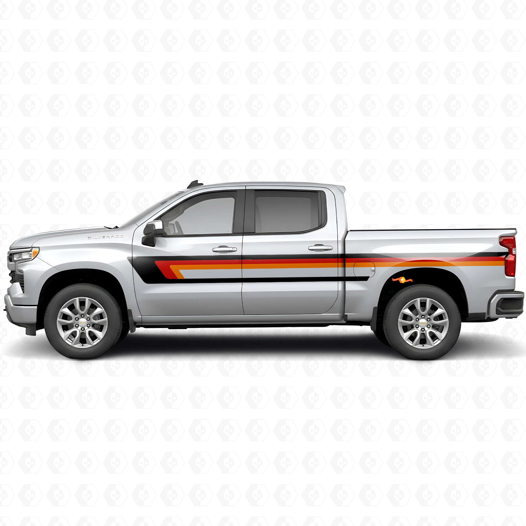Retro Bovenste Deurlijst en Carrosserie Vinyl Strepen voor Chevrolet Silverado 1500 T1XX 2019-2026