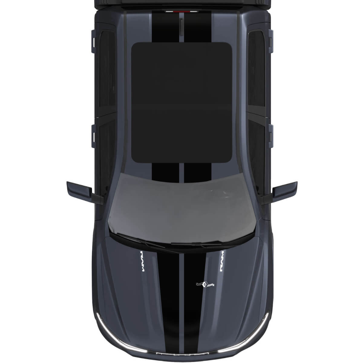 Kap en dak dubbele centrale strepen voor Dodge RAM 1500 REV vinyl stickers stickers graphics
