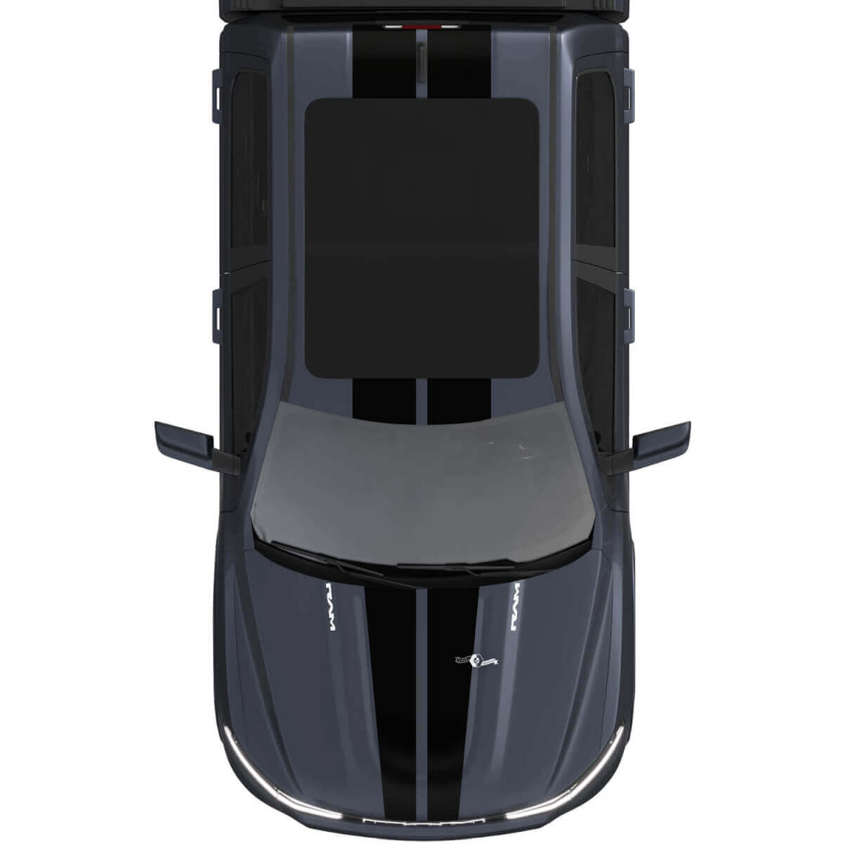 Kap en dak dubbele centrale strepen voor Dodge RAM 1500 REV vinyl stickers stickers graphics
