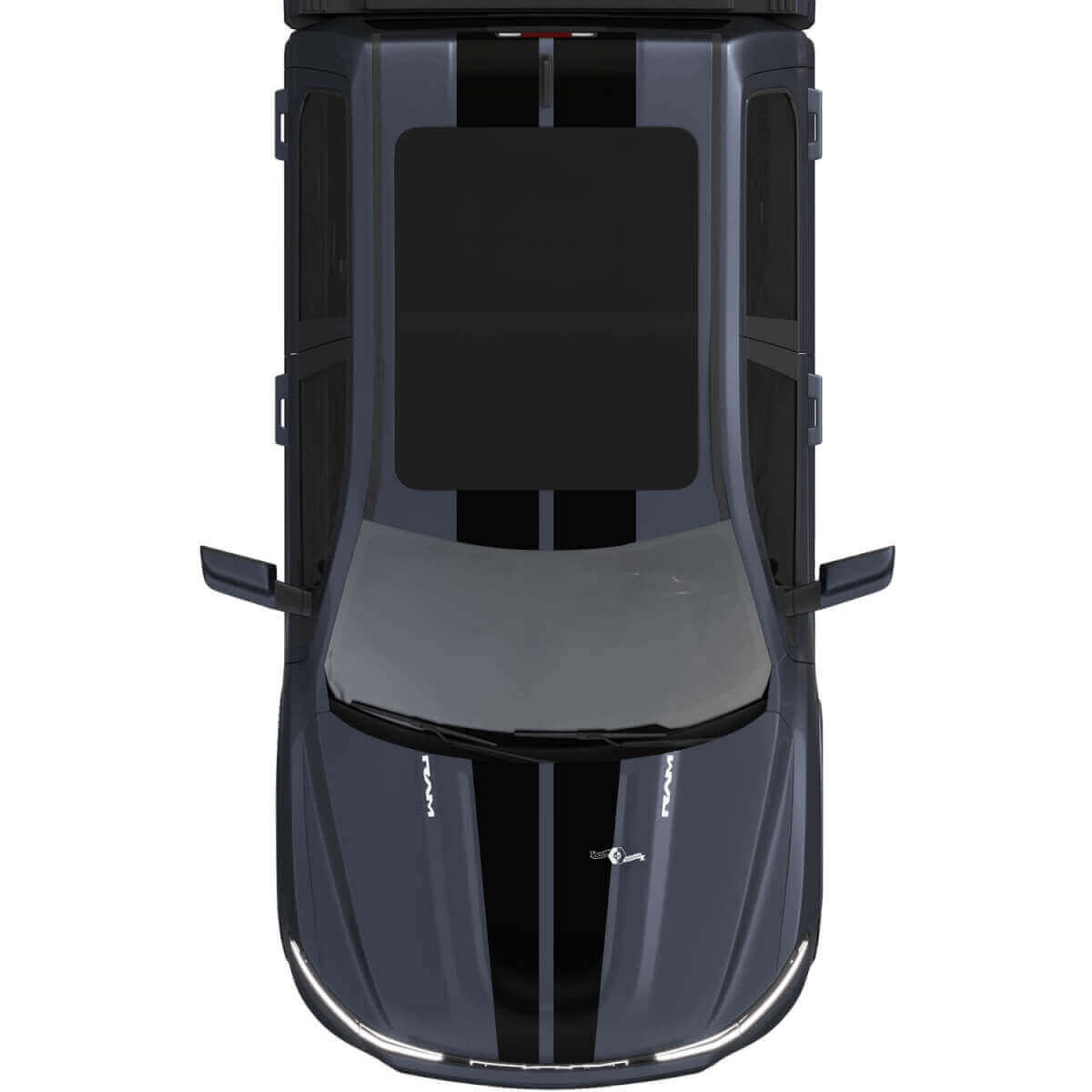 Kap en dak dubbele centrale strepen voor Dodge RAM 1500 REV vinyl stickers stickers graphics
