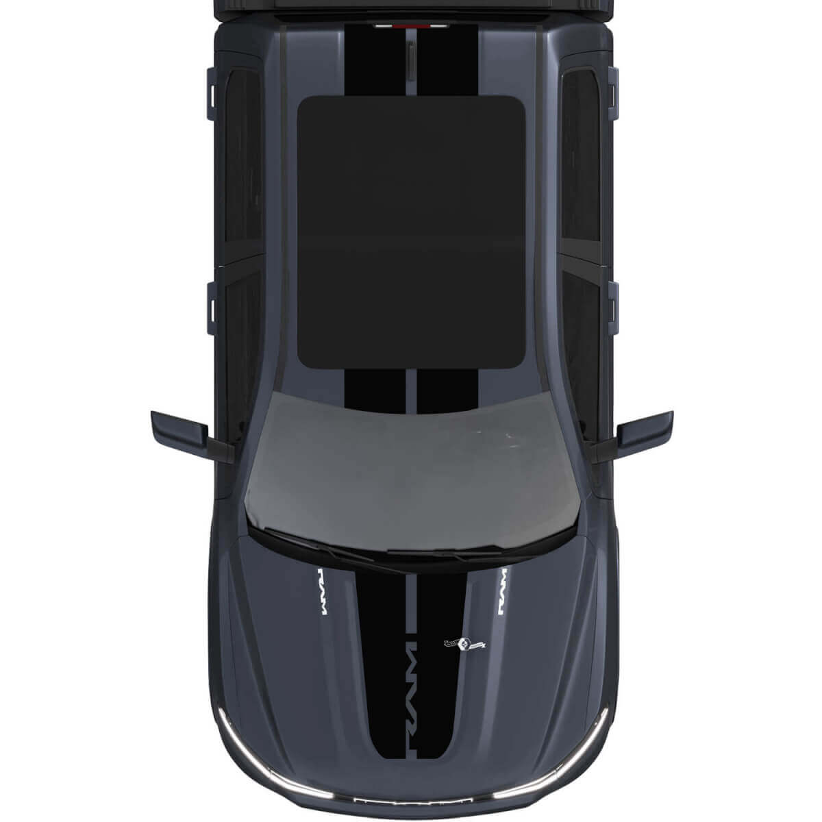 Kap en dak dubbele centrale strepen voor Dodge RAM 1500 REV vinyl stickers stickers graphics
