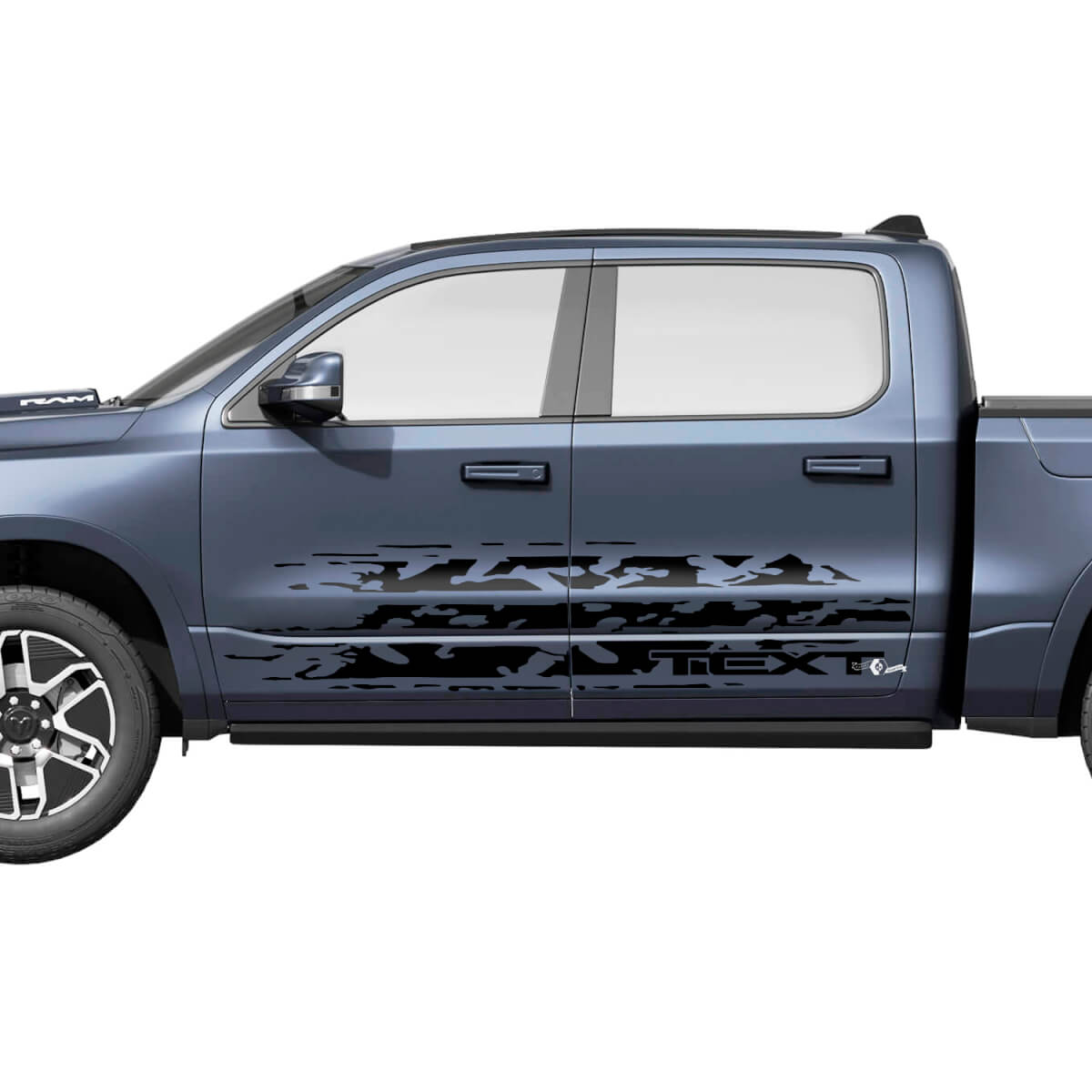 Beschadigde Stijl Zij Vinyl Stickers Set voor Dodge Ram 1500 REV