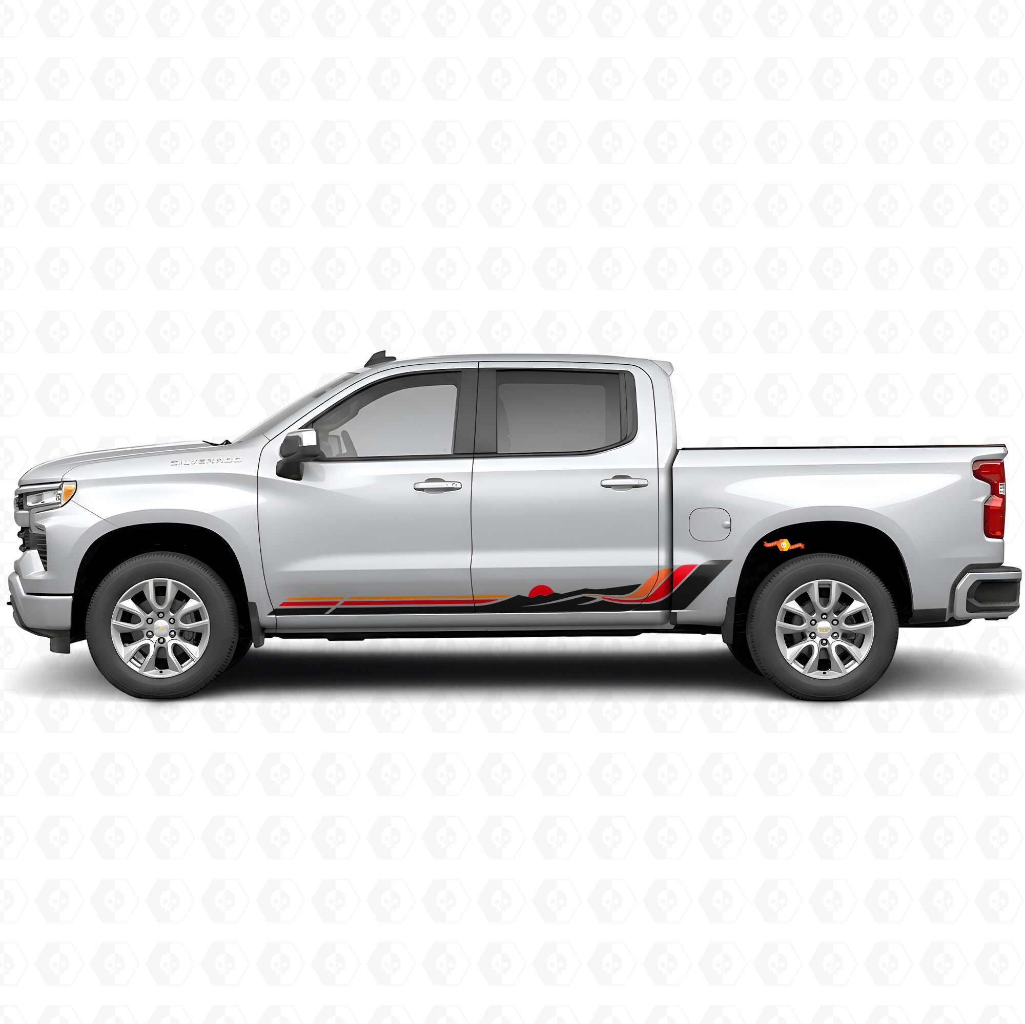 Retro Mountain Wave Deur- & Rockerpanel Vinyl Strepen voor Chevrolet Silverado 1500 T1XX 2019-2026