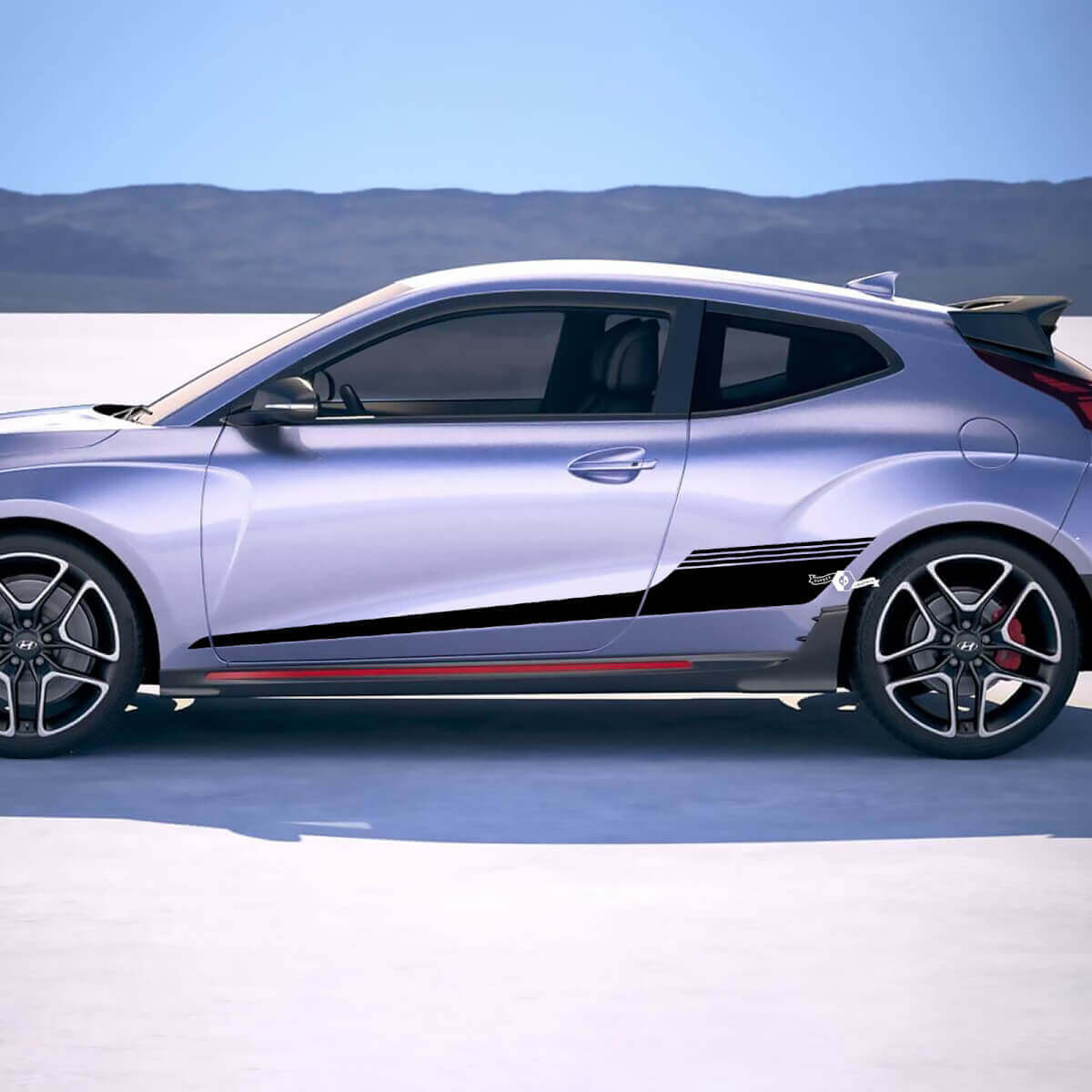 2x deur zijkant stroboscoop racestrepen vinylstickers sticker geschikt voor hyundai veloster
