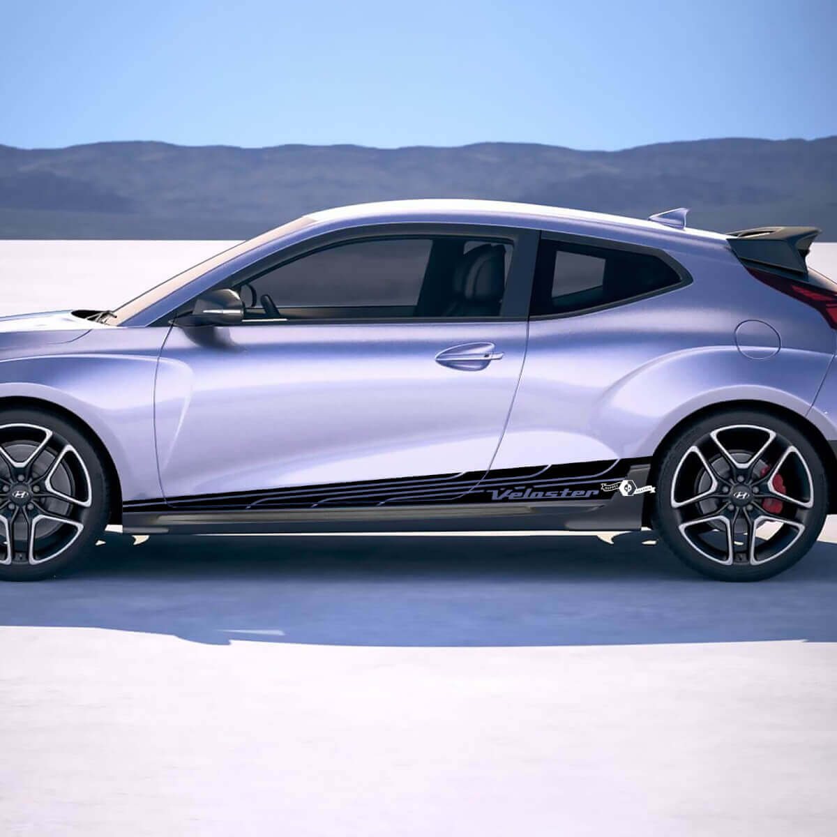 2x deur zijkant vleugels racestrepen vinylstickers sticker geschikt voor hyundai veloster
