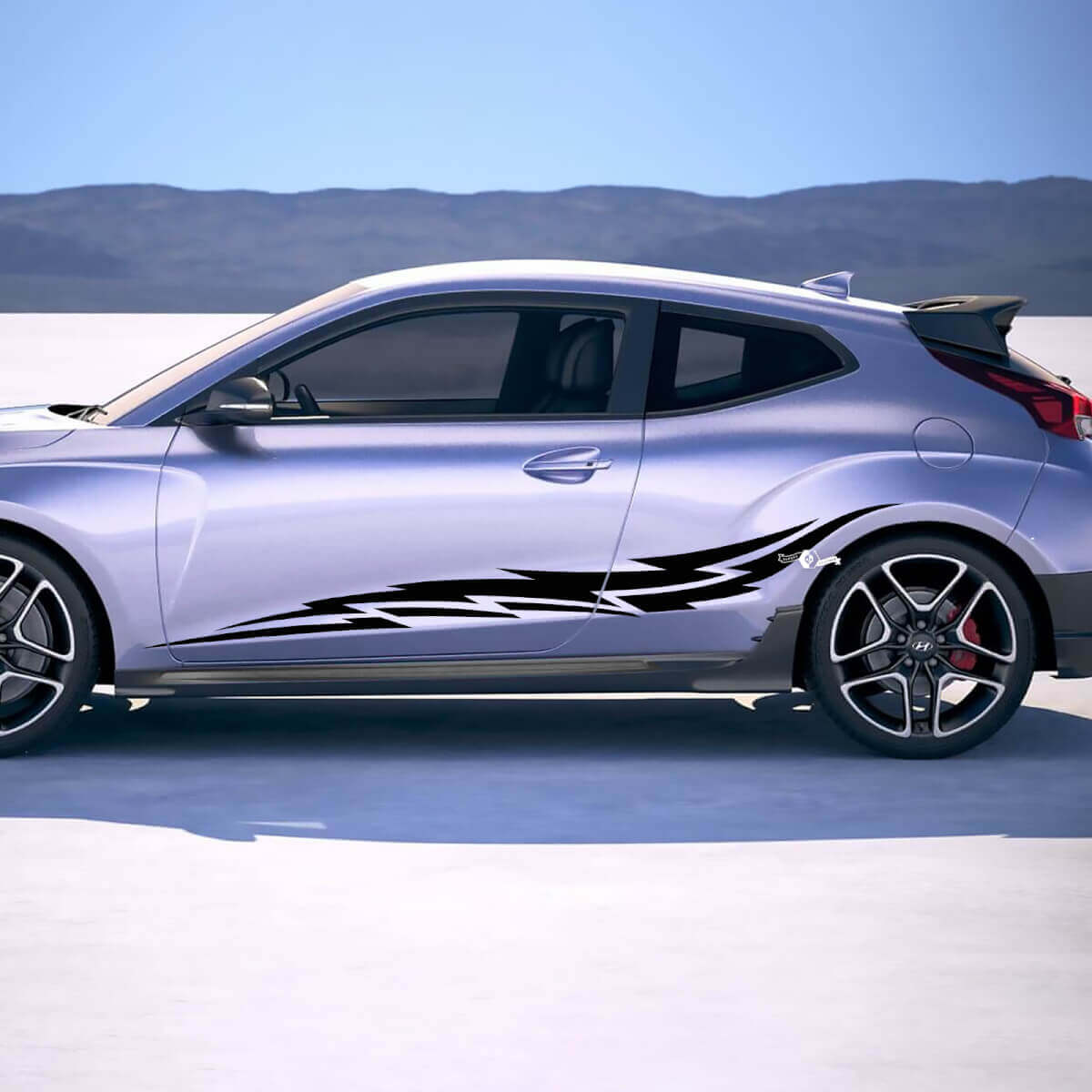 2x deur zijkant vleugels racestrepen vinylstickers sticker geschikt voor hyundai veloster
