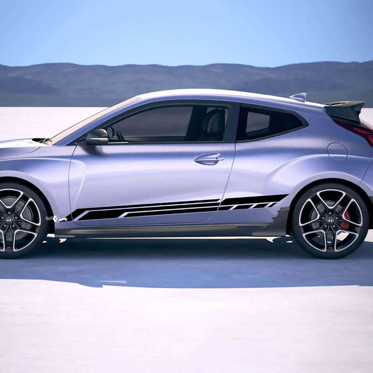 2x Deurzijde Racing Stripes Vinyl Stickers Decal passend voor Hyundai Veloster