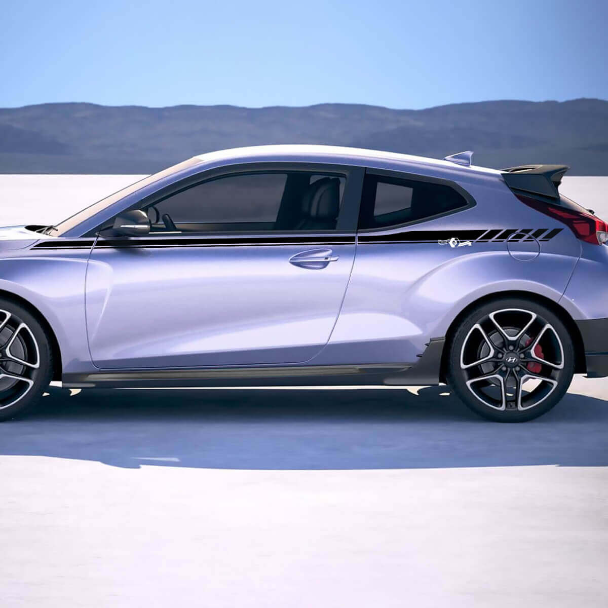 Bovendeur zijkant racestrepen vinylstickers sticker geschikt voor hyundai veloster
