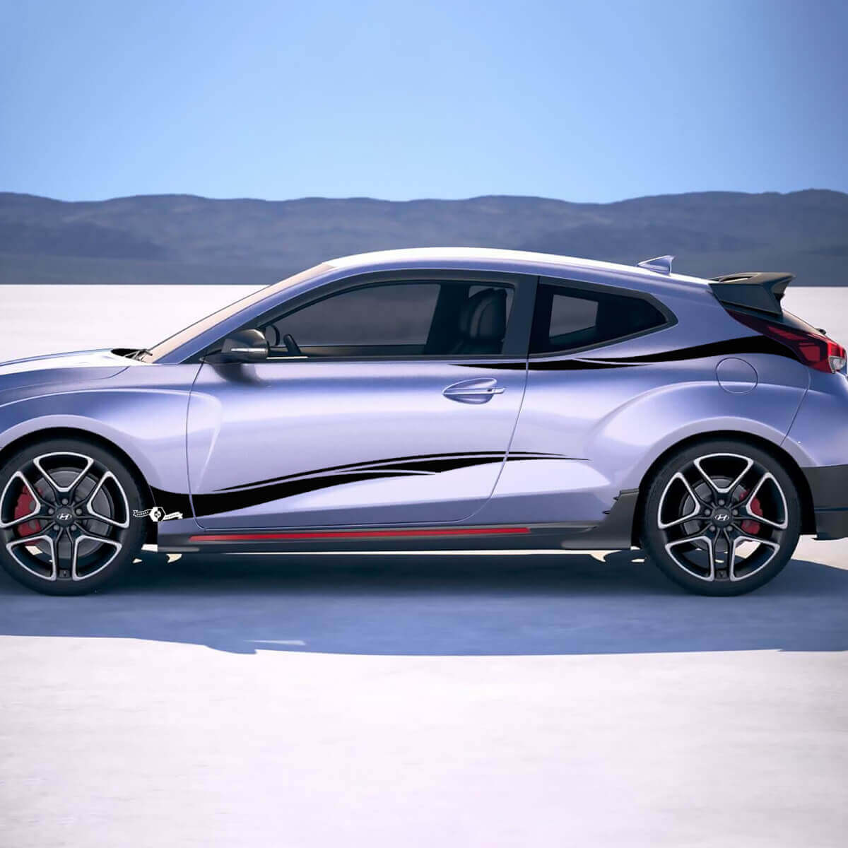 2x deurzijde tribale racestrepen vinylstickers sticker geschikt voor Hyundai Veloster
