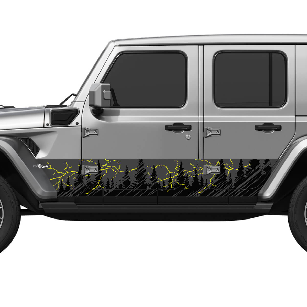 Bergen bomen bliksem splash wrap zijkant deuren vinyl sticker sticker fit Jeep Wrangler
