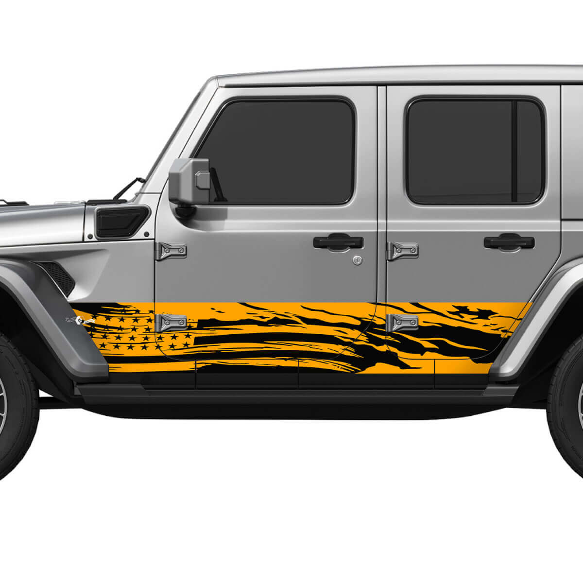 US Patriottische Versleten Vlag Splash Zijdeuren Vinyl Decal Sticker 3 voor Jeep Wrangler