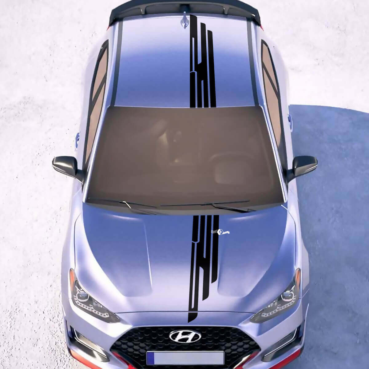 Motorkap en dak Centrale vleugel Racestrepen Vinyl Stickers Decal passend voor Hyundai Veloster 2
