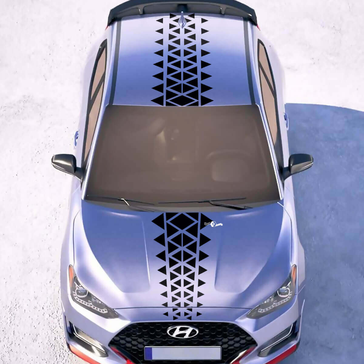 Motorkap en dak Centrale Ornament Racestrepen Vinyl Stickers Decal passend voor Hyundai Veloster
