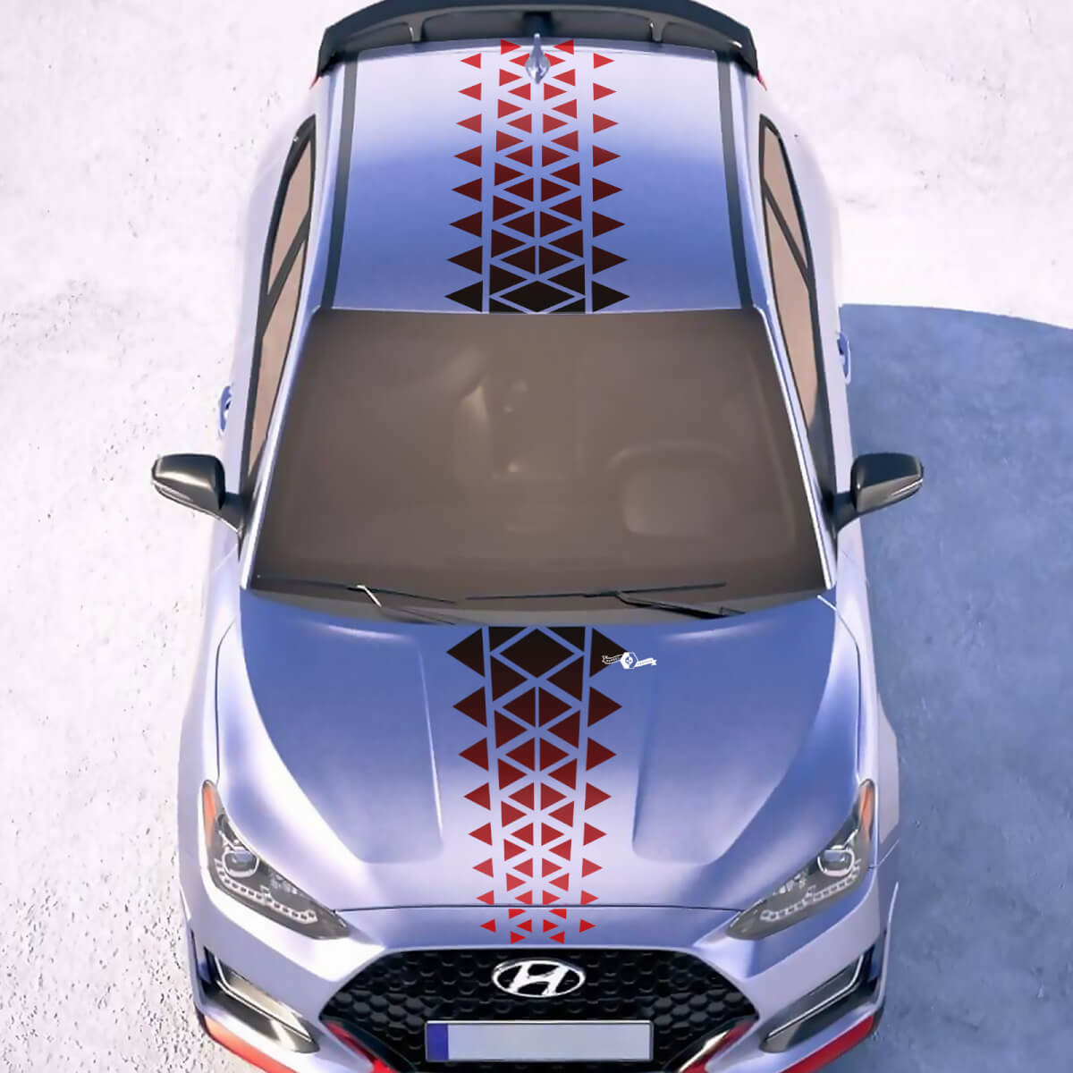 Kap en dak centrale gradiënt ornament racestrepen vinylstickers sticker fit voor hyundai veloster
