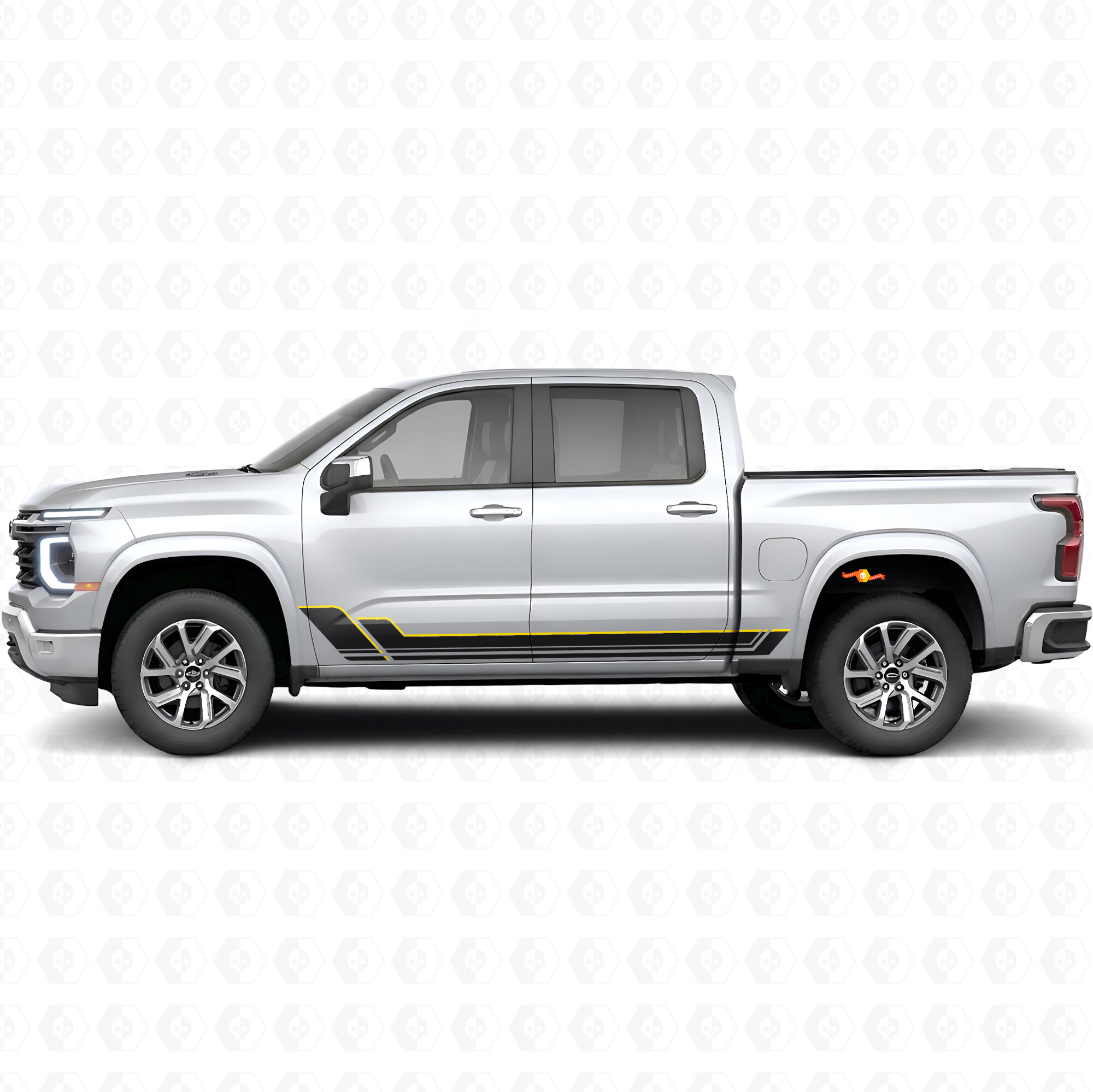 Angular Outline Deur- & Rockerpanel Vinyl Strepen voor Chevrolet Silverado 1500 Nieuwe Generatie 2027