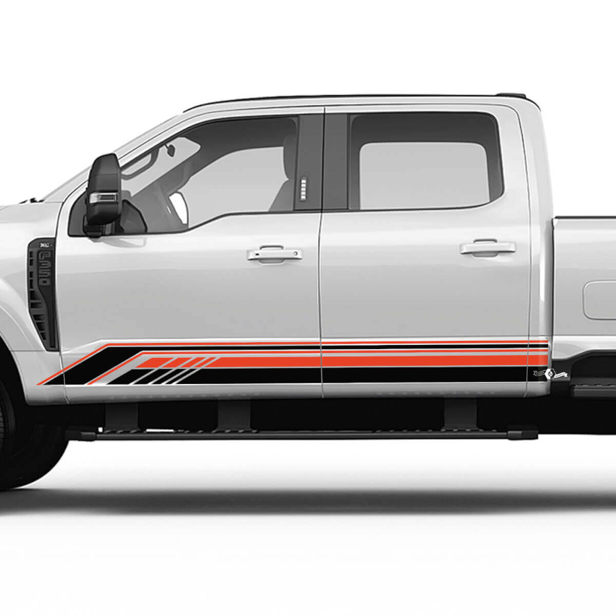 Ford F150 F250 F350 Rocker Panel Side Stripes Vinyl Sticker Graphics 2 kleuren
