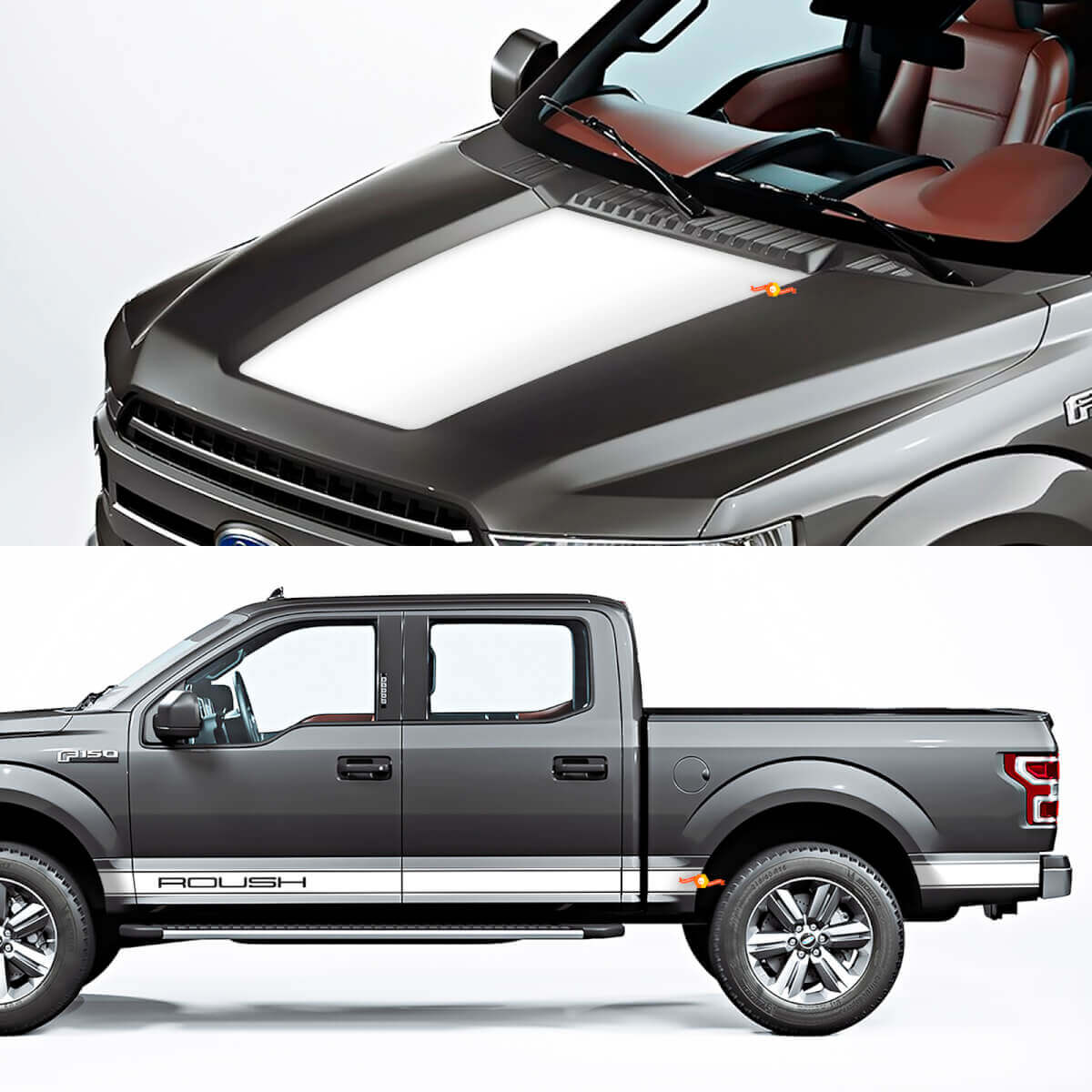 Zij -rocker paneel en kapselgraphic -pasvorm voor Ford F150 Raptor Roush -pakket
