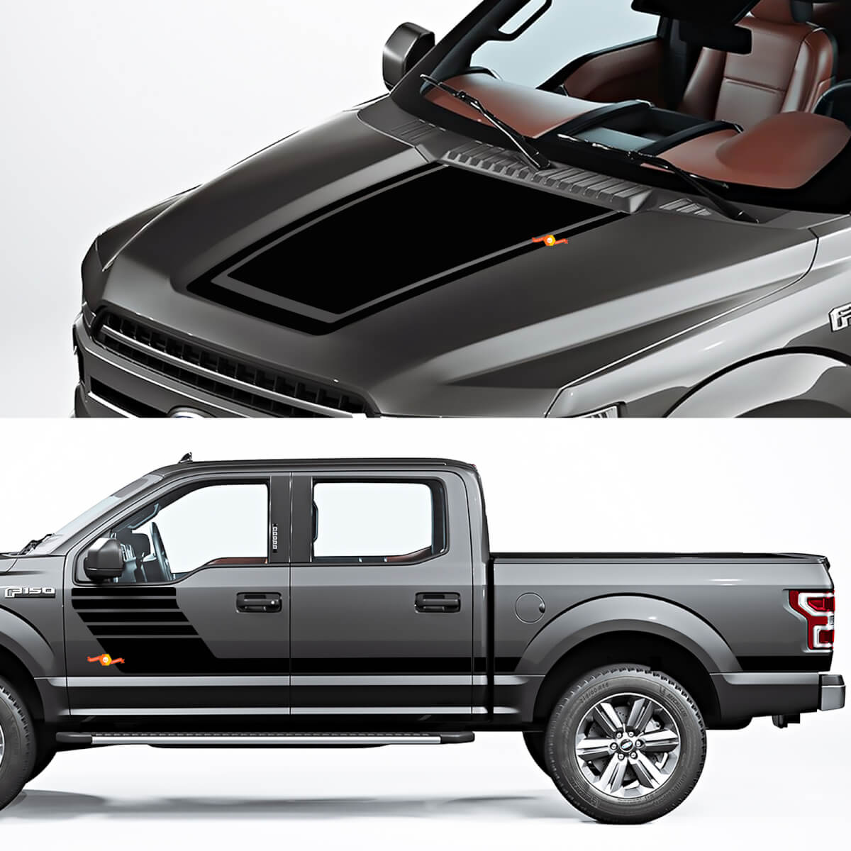 Zijrocker paneel en kapselgrootte van de motorkap bij Ford F150 Raptor Roush -pakket 2
