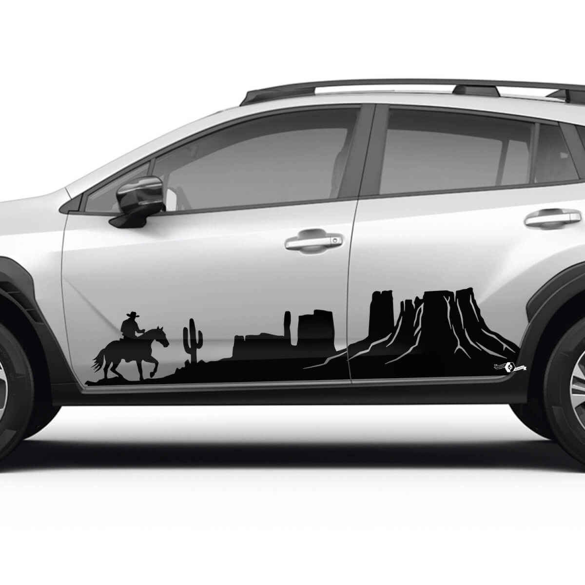 Zij deuren landschapsbergjes cowboy vinyl sticker - grafische sticker universele fit Suba
