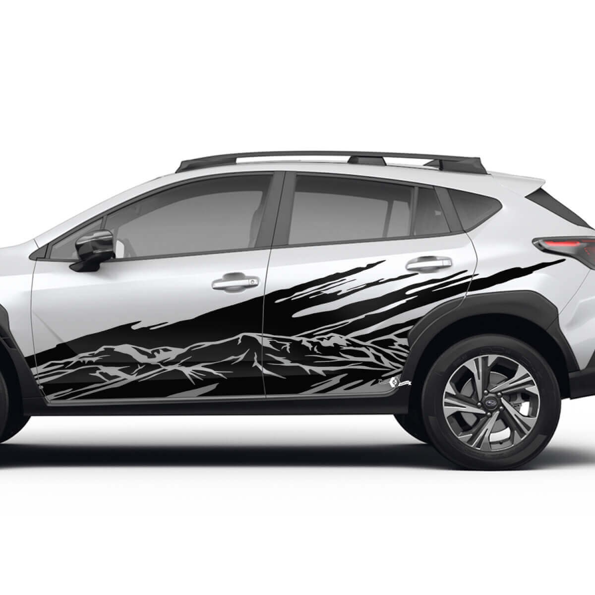 Zij deuren landschapsbergjes splash vinyl sticker - grafische sticker universele fit Suba
