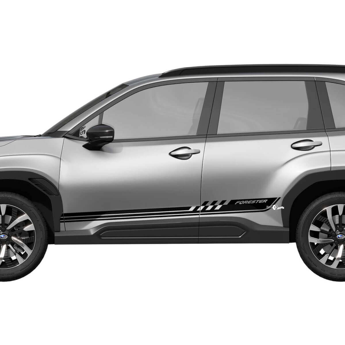 Zijdeuren geruite strepen vinyl sticker - grafische sticker Universal Fit Suba Forester
